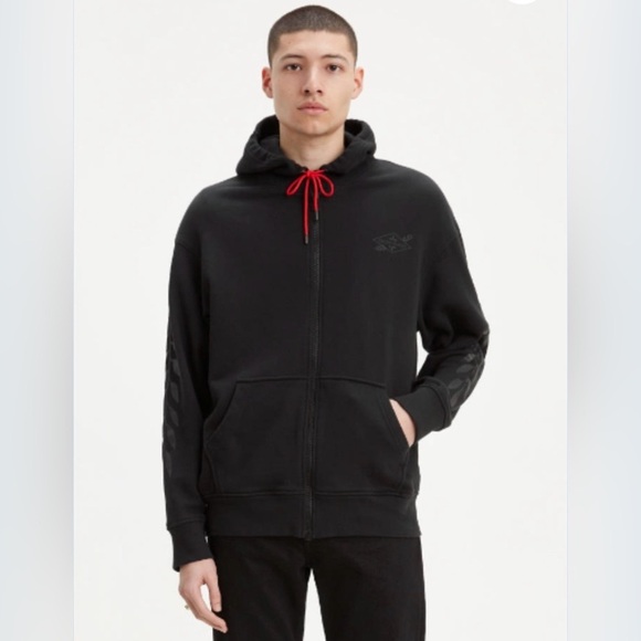 Levi’s Justin Timberlake Hoodie Fresh Leaves Collaboration Mens M Black & Red - Picture 3 of 17